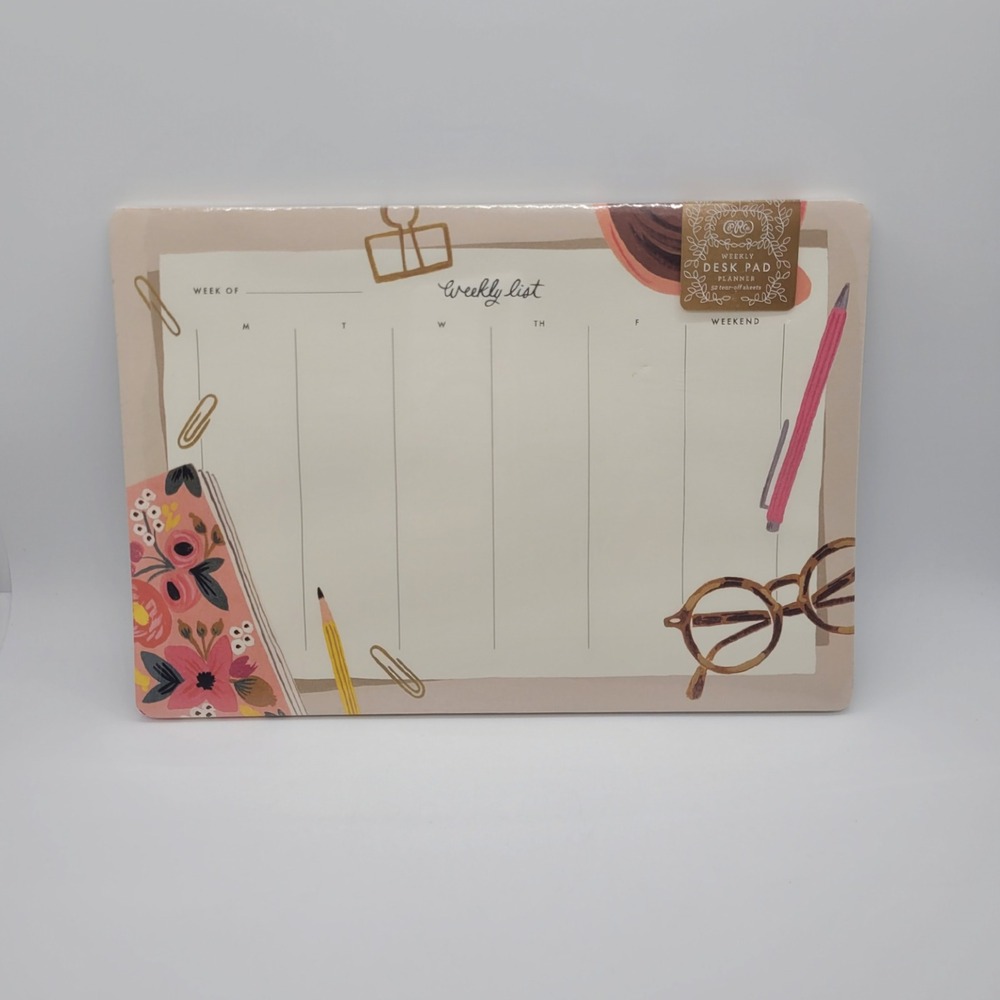 Rifle Paper Co Weekly Desk Pad Planner 52 Tear Off Sheets Floral Undated
